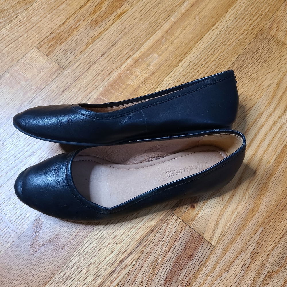 Madewell Size 6.5 Black Leather Reid Ballet Flat - Picture 4 of 8